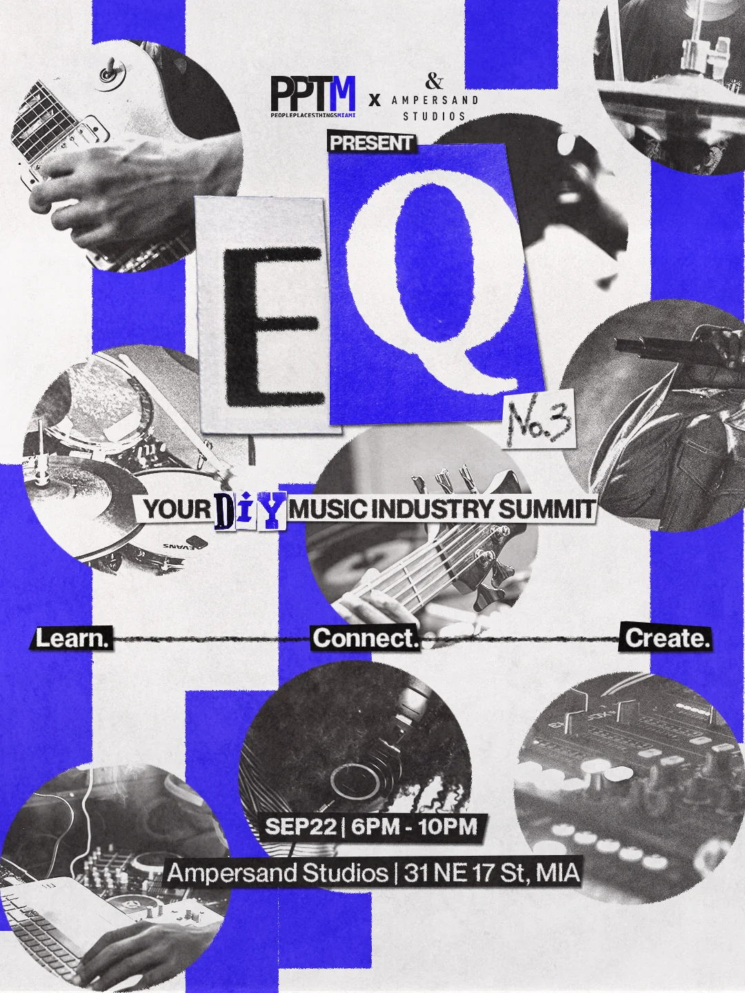 EQ No.3 flyer — Tuesday Sep 22, 6PM to 10PM, Ampersand Studios, 31 NE 17 St, Miami
